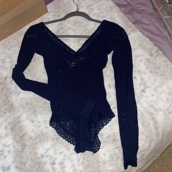 aerie | Tops | Aerie Navy Lace Bodysuit | Poshmark